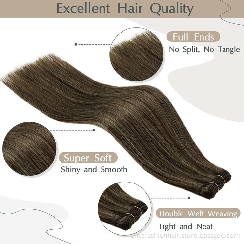 Wholesale Straight Remy Hair Weft Extensions 12-30 Inch Sew in Weft Extensions Full Head Double Wefted Human Hair Bundles